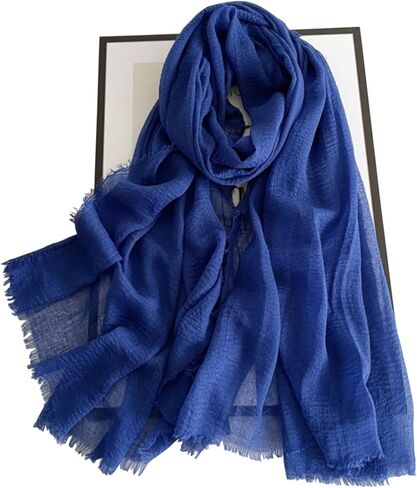 Cotton Blend Vintage Soft Scarf With Fringed Edges,linen scarf,shawl，travel scarf in Saudi Arabia