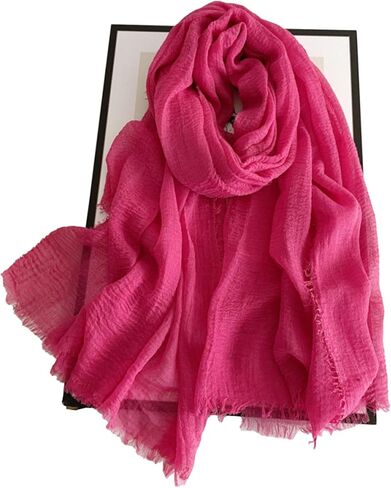Cotton Blend Vintage Soft Scarf With Fringed Edges,linen scarf,shawl，travel scarf in Saudi Arabia