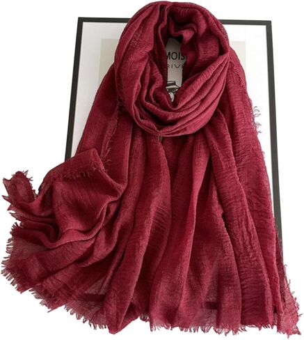 Cotton Blend Vintage Soft Scarf With Fringed Edges,linen scarf,shawl，travel scarf in Saudi Arabia