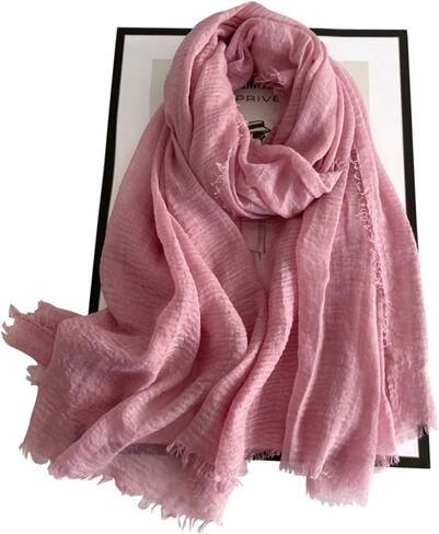 Cotton Blend Vintage Soft Scarf With Fringed Edges,linen scarf,shawl，travel scarf in Saudi Arabia