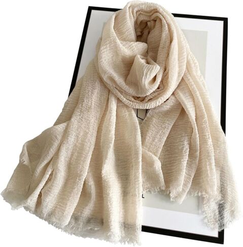 Cotton Blend Vintage Soft Scarf With Fringed Edges,linen scarf,shawl，travel scarf in Saudi Arabia