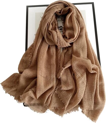 Cotton Blend Vintage Soft Scarf With Fringed Edges,linen scarf,shawl，travel scarf in Saudi Arabia