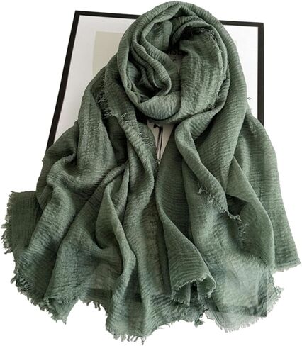Cotton Blend Vintage Soft Scarf With Fringed Edges,linen scarf,shawl，travel scarf in Saudi Arabia