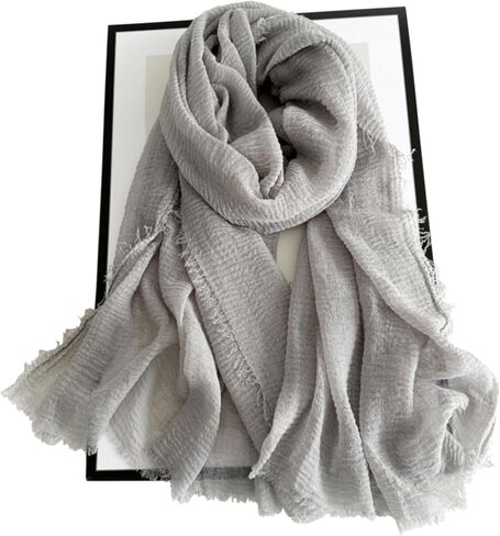 Cotton Blend Vintage Soft Scarf With Fringed Edges,linen scarf,shawl，travel scarf in Saudi Arabia