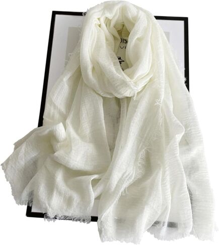 Cotton Blend Vintage Soft Scarf With Fringed Edges,linen scarf,shawl，travel scarf in Saudi Arabia