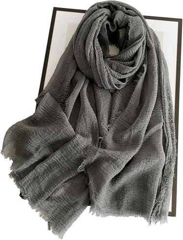 Cotton Blend Vintage Soft Scarf With Fringed Edges,linen scarf,shawl，travel scarf in Saudi Arabia