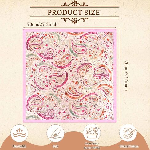 CUBACO 27.5" Square Satin Head Scarf Hair Scarf for Women's Hair-3 Pcs Silk Bandanas for Women Silk Head Wrap for Sleeping Pink Purple Bandana Scarves Gifts in Saudi Arabia