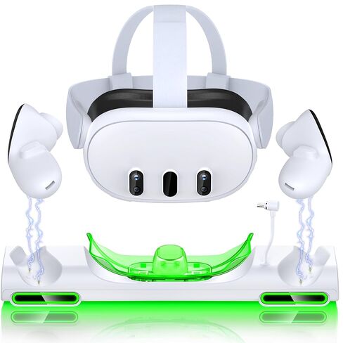 Charging Dock for Meta Quest 3 VR Headset/Controllers with RGB Light, Magnetic Fast Charging Station for Meta Quest 3 Accessories with 2 Rechargeable Batteries and USB C Cable in Saudi Arabia