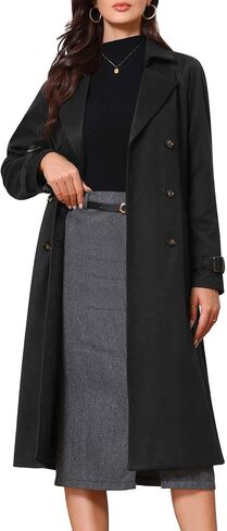 Allegra K Winter Trench Coats for Women's 2025 Double Breasted Belted Long Overcoat in Saudi Arabia