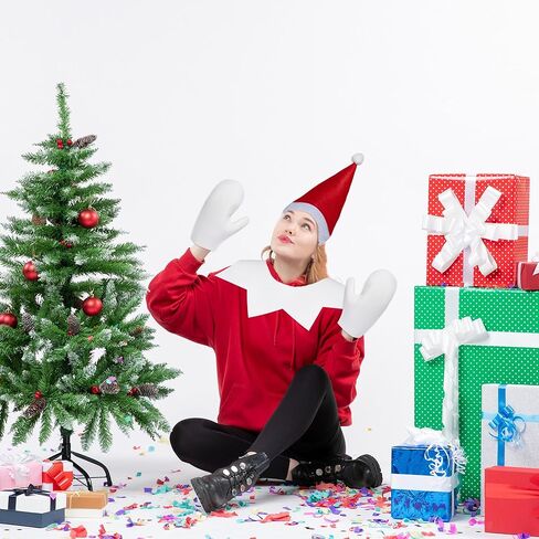 3PCS عيد الميلاد قزم زي الاكسسوارات النساء قزم قبعة بيضاء طوق قفازات الكبار مجموعة حفلة الهالوين in Saudi Arabia