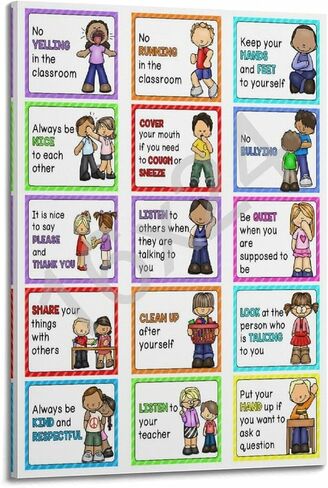 Classroom Rules Educational Posters for Preschool, Home, Middle And High School Classroom Poster Poster for Room Aesthetic Posters & Prints on Canvas Wall Art Poster for Room 12x18inch(30x45cm) in Saudi Arabia