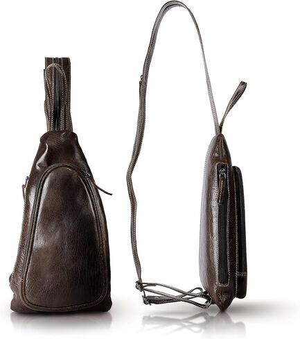 Leather Sling Bag for Men Cross Chest Shoulder Bag with Anti-Theft Hidden Air Tag Holder Crossbody Sling Bag in Saudi Arabia