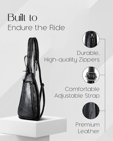 Leather Sling Bag for Men Cross Chest Shoulder Bag with Anti-Theft Hidden Air Tag Holder Crossbody Sling Bag in Saudi Arabia