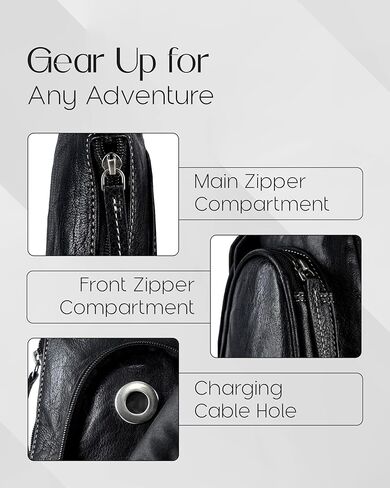 Leather Sling Bag for Men Cross Chest Shoulder Bag with Anti-Theft Hidden Air Tag Holder Crossbody Sling Bag in Saudi Arabia
