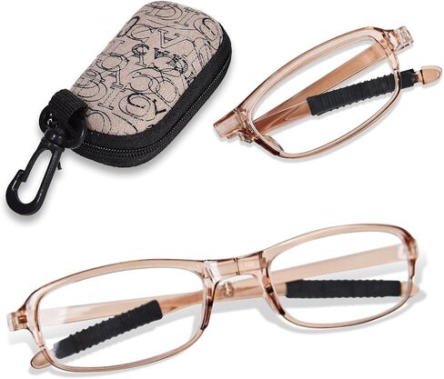 OPTOFENDY Folding Reading Glasses for Women Men, Compact Anti-slip Readers, Portable Blue Light Glasses with Zipper Case in Saudi Arabia