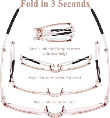OPTOFENDY Folding Reading Glasses for Women Men, Compact Anti-slip Readers, Portable Blue Light Glasses with Zipper Case in Saudi Arabia