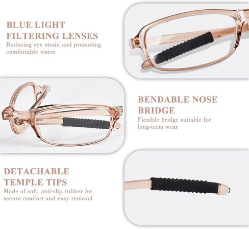 OPTOFENDY Folding Reading Glasses for Women Men, Compact Anti-slip Readers, Portable Blue Light Glasses with Zipper Case in Saudi Arabia