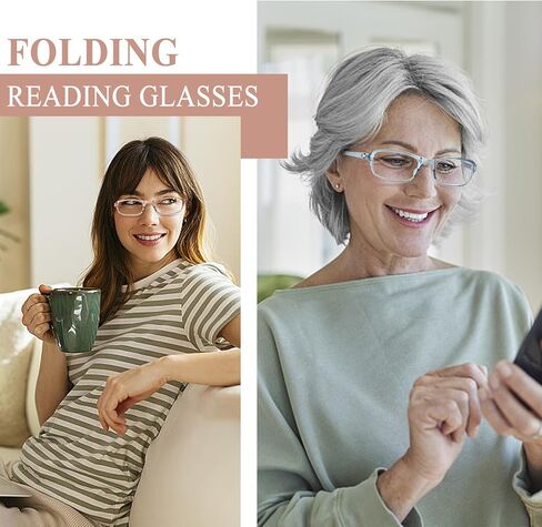 OPTOFENDY Folding Reading Glasses for Women Men, Compact Anti-slip Readers, Portable Blue Light Glasses with Zipper Case in Saudi Arabia