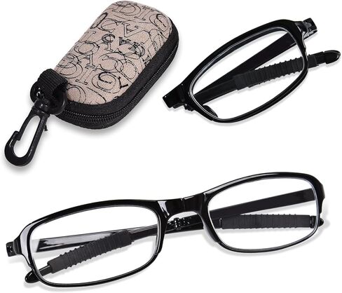 OPTOFENDY Folding Reading Glasses for Women Men, Compact Anti-slip Readers, Portable Blue Light Glasses with Zipper Case in Saudi Arabia