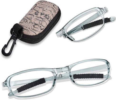 OPTOFENDY Folding Reading Glasses for Women Men, Compact Anti-slip Readers, Portable Blue Light Glasses with Zipper Case in Saudi Arabia