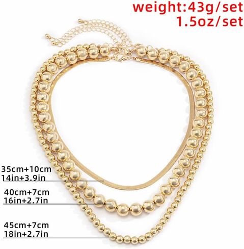 Chunky Gold Balls Beaded Choker Necklaces Set for Women Layered Snake Bone Chain Collar Necklace Hip Hop Statement Necklaces Jewelry Accessories in Saudi Arabia