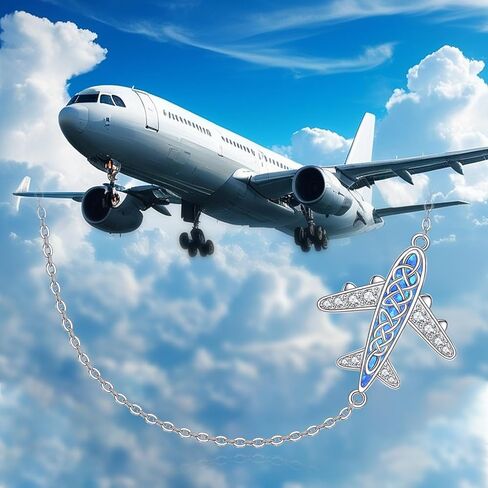 Airplane Sideways Choker Necklace 925 Sterling Silver Adjustable Clavicle Pendant Necklace Celtic Knot Jewelry Gifts for Women Travel Lover in Saudi Arabia