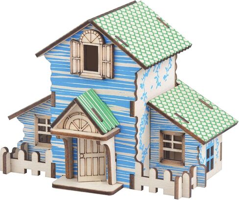 3D Wooden Puzzles 9PCS Set Little House Model Kits Log Cabin Building Model 3D Cottage Jigsaw for Men Women Adults Tabletop Decoration for Christmas in Saudi Arabia