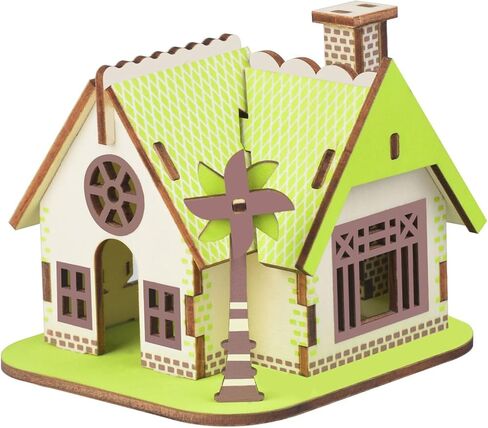 3D Wooden Puzzles 9PCS Set Little House Model Kits Log Cabin Building Model 3D Cottage Jigsaw for Men Women Adults Tabletop Decoration for Christmas in Saudi Arabia