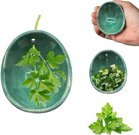 Pottery Herb Stripper Bowl – 4-Slot Herb Stripper for Kale, Herbs & Broccoli | Dishwasher-Safe, Ergonomic Design | Fast Leaf Removal, Space-Saving for Kitchens & RVs(Blue) in Kuwait