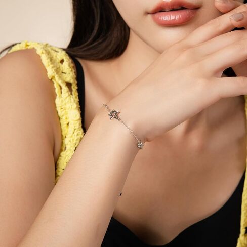 سوار من الفضة الاسترليني عيار 925 على شكل نجمة للنساء مع سوار ربط Y2K قابل للتعديل بثلاث نجوم للمجوهرات السماوية in Saudi Arabia