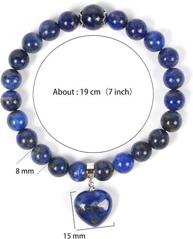 Lazuli lapis Beaded Bracelet Blue Heart Bracelet Beaded Lightweight Stretchy Boho Bracelet 7 Inches in Saudi Arabia