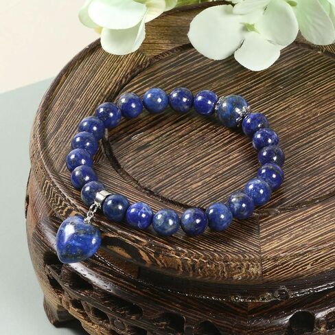 Lazuli lapis Beaded Bracelet Blue Heart Bracelet Beaded Lightweight Stretchy Boho Bracelet 7 Inches in Saudi Arabia