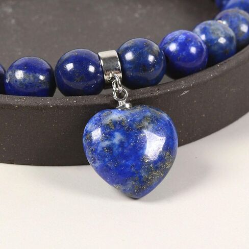 Lazuli lapis Beaded Bracelet Blue Heart Bracelet Beaded Lightweight Stretchy Boho Bracelet 7 Inches in Saudi Arabia