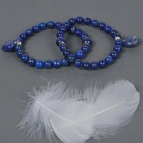 Lazuli lapis Beaded Bracelet Blue Heart Bracelet Beaded Lightweight Stretchy Boho Bracelet 7 Inches in Saudi Arabia