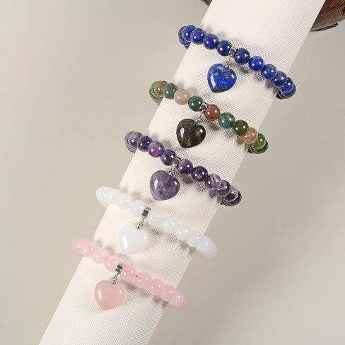 Lazuli lapis Beaded Bracelet Blue Heart Bracelet Beaded Lightweight Stretchy Boho Bracelet 7 Inches in Saudi Arabia