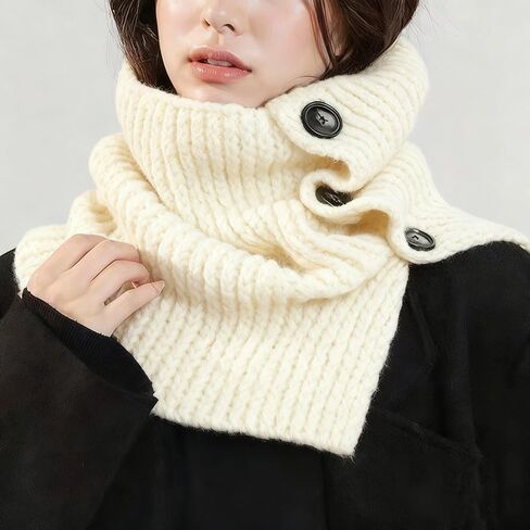 Winter Knitted Scarf With Button Fashion Neck Gaiter Shawl for Walking Outdoor Neck Scarf Protections for Women Friends in Saudi Arabia