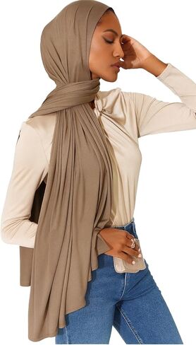 Premium Bamboo Jersey Hijab Scarves -Turban Head Wraps for Women, Fashion Headbands Long Plain Muslim Shawls in Saudi Arabia