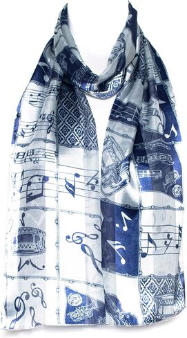 Hat To Socks Musical Instruments and Notes Chiffon Satin Scarf in Saudi Arabia