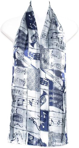 Hat To Socks Musical Instruments and Notes Chiffon Satin Scarf in Saudi Arabia
