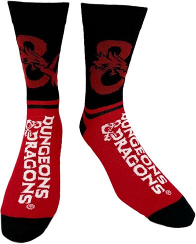 Hyp "Sock Talk Dungeons and Dragons D&D 2 pack Men's Dress Crew Socks. 2 pair – D&D Ampersand D20 Logo & Dragon - Bottom Sole Text Dungeon Master & Don't Split the Party Men’s Shoe Size 6-12 in Saudi Arabia