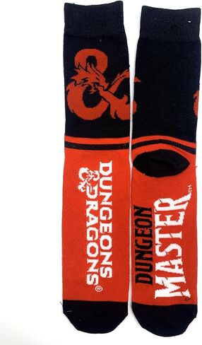 Hyp "Sock Talk Dungeons and Dragons D&D 2 pack Men's Dress Crew Socks. 2 pair – D&D Ampersand D20 Logo & Dragon - Bottom Sole Text Dungeon Master & Don't Split the Party Men’s Shoe Size 6-12 in Saudi Arabia