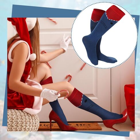 Shihanee 4 أزواج من الجوارب المحيطية للحيوانات، جوارب مرحة للركبة، جوارب المحيط فانغ بريداتور بتصميم مبتكر للنساء والرجال، محبي الحياة البحرية، هدايا مفضلة للعطلات in Kuwait