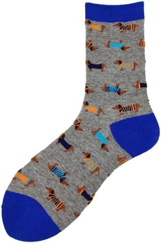 5 Pairs Unisex Dachshund Socks For Dog Lovers, Soft And Comfy Blend, Casual Wear Socks - Colorful Animal Print in Saudi Arabia