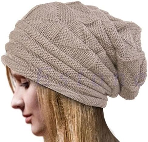 Fashion Winter Warm Caps Baggy Slouchy Knitted Beanies Hat Outdoor Skullies Fordable Cap Ear Warmer Bonnet,Stretchable 58cm in Saudi Arabia