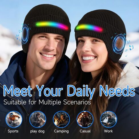 Bluetooth LED Beanie with RGB Light，Built-in Speaker Mic , Stocking Stuffers for Men Adult Women,Christmas Gifts for Mens And Dad in Saudi Arabia