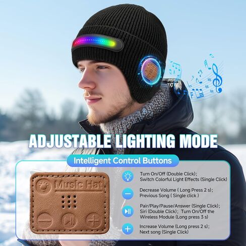 Bluetooth LED Beanie with RGB Light，Built-in Speaker Mic , Stocking Stuffers for Men Adult Women,Christmas Gifts for Mens And Dad in Saudi Arabia