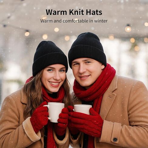 25 Pcs Warm Knit Hats, Black Color Beanie, Winter Autumn Polyester Headwear, Comfortable Winter Beanie Cuffed Caps for Men Women, Indoor Outdoor Activities in Saudi Arabia