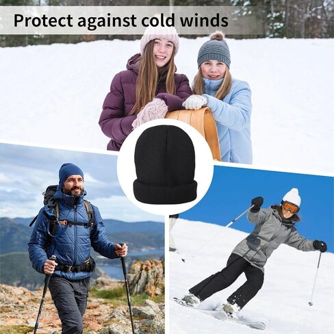 25 Pcs Warm Knit Hats, Black Color Beanie, Winter Autumn Polyester Headwear, Comfortable Winter Beanie Cuffed Caps for Men Women, Indoor Outdoor Activities in Saudi Arabia