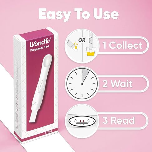 اختبار الحمل Wondfo - اكتشف HCG بدقة 99% - سهل الاستخدام في المنزل اختبار البول HCG مع نتائج سريعة وموثوقة - [عدد واحد] in Kuwait
