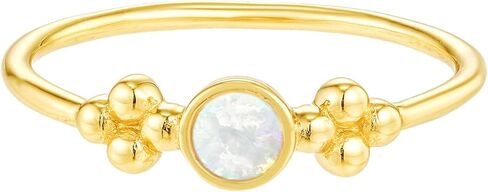 CAITLYNMINIMALIST 18K Gold Dainty Band White Oval Opal Stone Ring for Women Gift for Her in Saudi Arabia